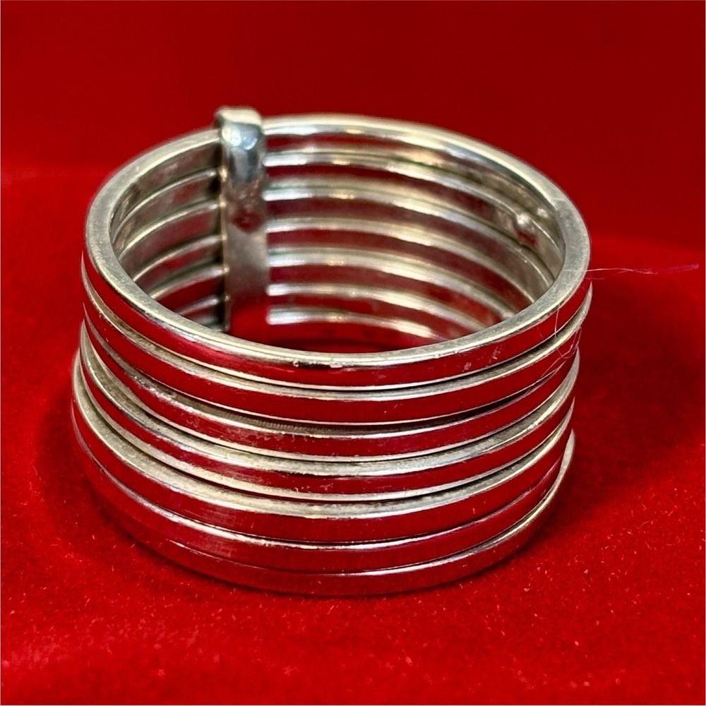 Sterling Silver .925 Seven Band Stacking Ring Size 10 Vintage